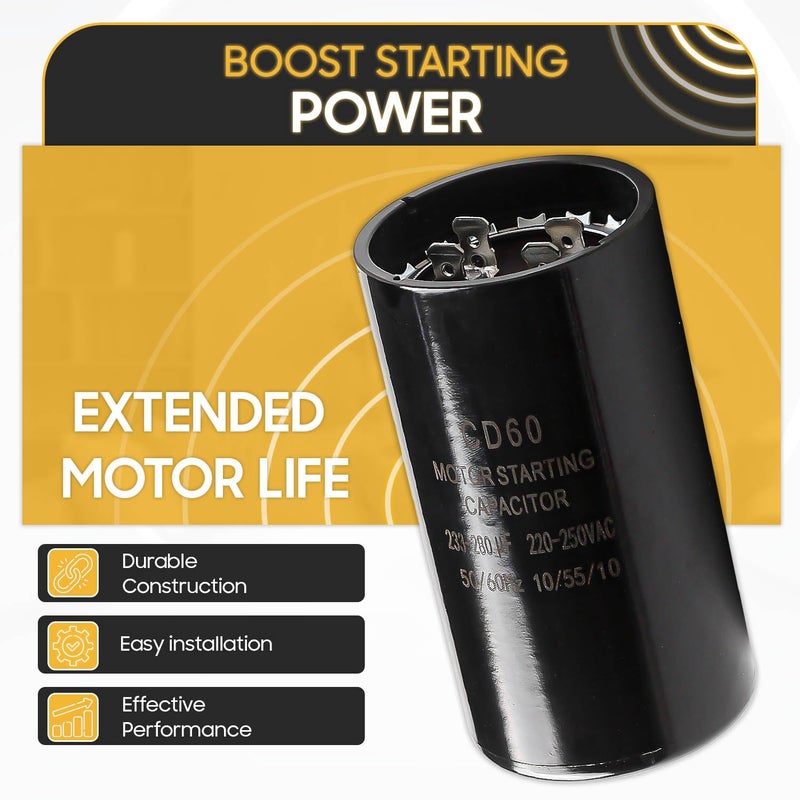Seentech 233-280 uf/MFD 220-250VAC Round Motor Start Capacitor 50/60 Hz AC Electric Replacement Part Universal Fit for AC Motor Run or Fan Start and Cool or Heat Pump Air Conditioner - Image 3